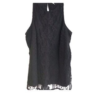 Black lace front top
